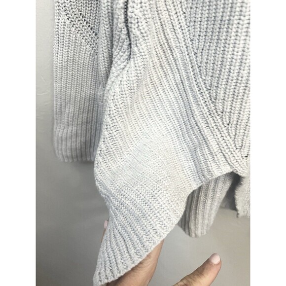 Cabi Deep V Pullover Sweater Tunic Side Zippers, Gray - Beige #3531 Large Ribbed - Picture 3 of 8